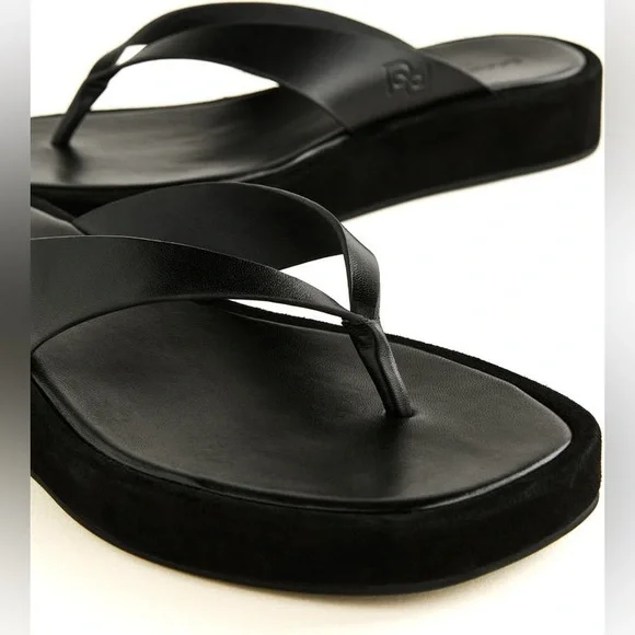 Reformation Eden Platform Thong Sandals Black Platform Size 7 - Picture 9 of 14